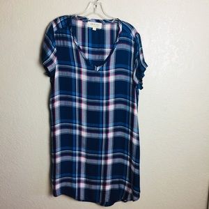 NWOT Cloth & Stone  plaid short sleeve tunic dress